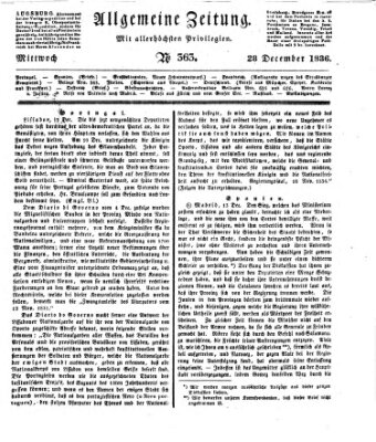 Allgemeine Zeitung Mittwoch 28. Dezember 1836