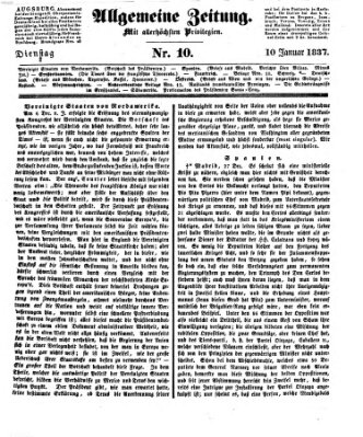 Allgemeine Zeitung Dienstag 10. Januar 1837