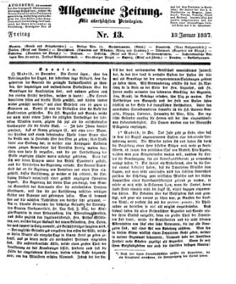 Allgemeine Zeitung Freitag 13. Januar 1837