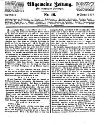 Allgemeine Zeitung Montag 16. Januar 1837