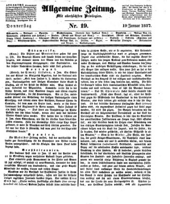 Allgemeine Zeitung Donnerstag 19. Januar 1837