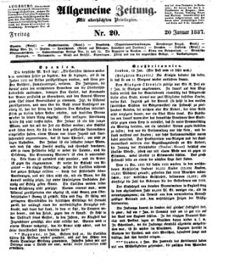 Allgemeine Zeitung Freitag 20. Januar 1837