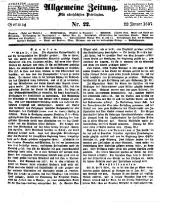 Allgemeine Zeitung Sonntag 22. Januar 1837