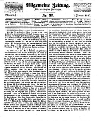 Allgemeine Zeitung Mittwoch 1. Februar 1837