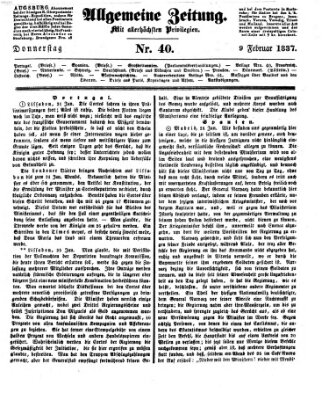 Allgemeine Zeitung Donnerstag 9. Februar 1837