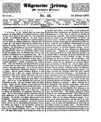 Allgemeine Zeitung Freitag 10. Februar 1837