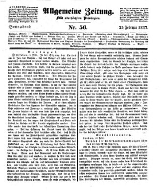 Allgemeine Zeitung Samstag 25. Februar 1837