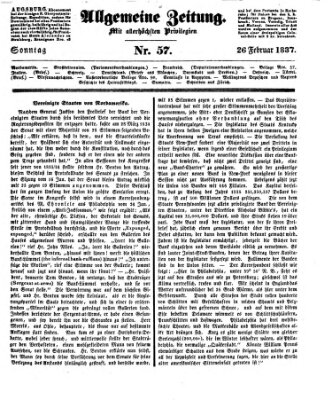 Allgemeine Zeitung Sonntag 26. Februar 1837