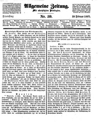 Allgemeine Zeitung Dienstag 28. Februar 1837