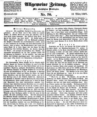 Allgemeine Zeitung Samstag 11. März 1837