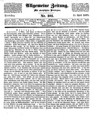 Allgemeine Zeitung Dienstag 11. April 1837