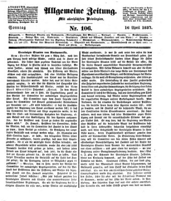 Allgemeine Zeitung Sonntag 16. April 1837