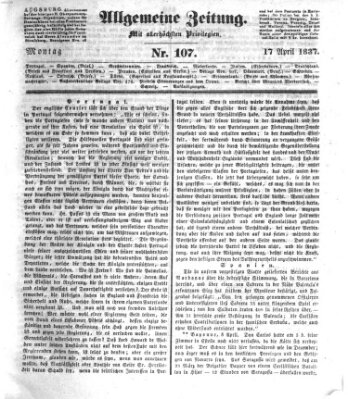 Allgemeine Zeitung Montag 17. April 1837