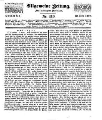 Allgemeine Zeitung Donnerstag 20. April 1837