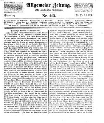 Allgemeine Zeitung Sonntag 23. April 1837