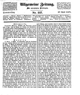 Allgemeine Zeitung Donnerstag 27. April 1837