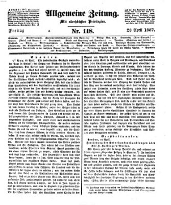 Allgemeine Zeitung Freitag 28. April 1837