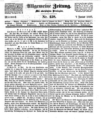 Allgemeine Zeitung Mittwoch 7. Juni 1837