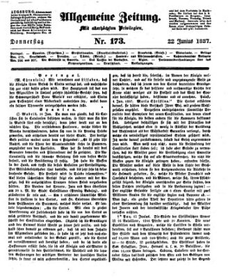 Allgemeine Zeitung Donnerstag 22. Juni 1837