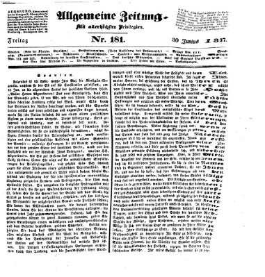 Allgemeine Zeitung Freitag 30. Juni 1837