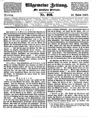 Allgemeine Zeitung Freitag 21. Juli 1837