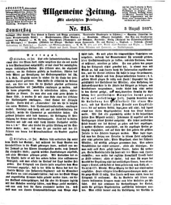 Allgemeine Zeitung Donnerstag 3. August 1837