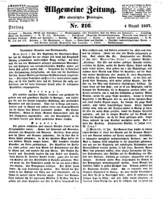 Allgemeine Zeitung Freitag 4. August 1837