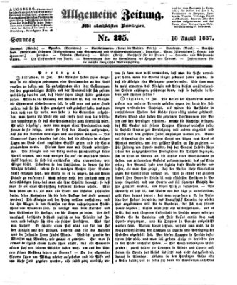 Allgemeine Zeitung Sonntag 13. August 1837