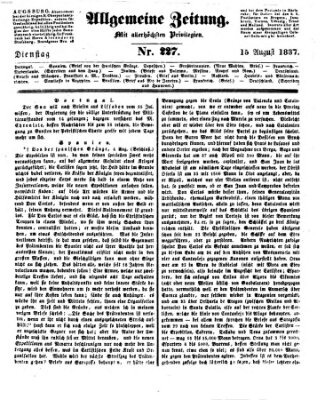 Allgemeine Zeitung Dienstag 15. August 1837