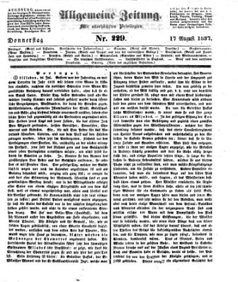 Allgemeine Zeitung Donnerstag 17. August 1837