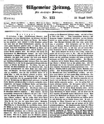 Allgemeine Zeitung Montag 21. August 1837