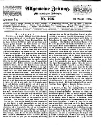 Allgemeine Zeitung Donnerstag 24. August 1837