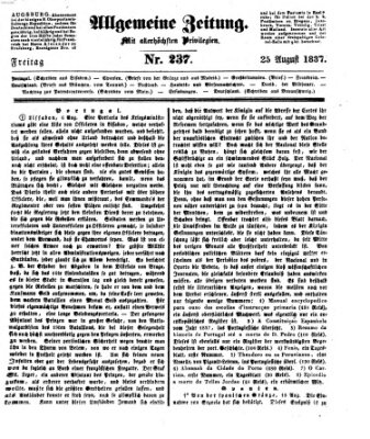 Allgemeine Zeitung Freitag 25. August 1837