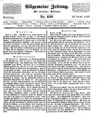 Allgemeine Zeitung Sonntag 27. August 1837