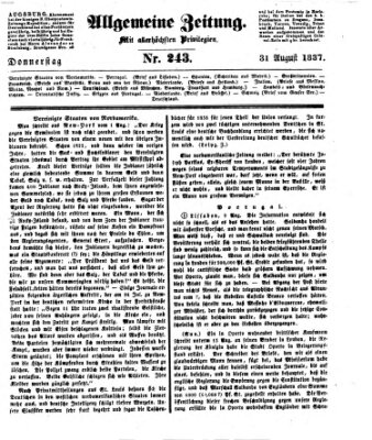 Allgemeine Zeitung Donnerstag 31. August 1837