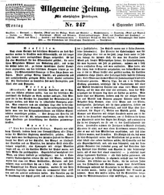 Allgemeine Zeitung Montag 4. September 1837