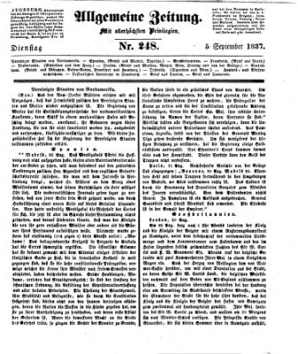 Allgemeine Zeitung Dienstag 5. September 1837