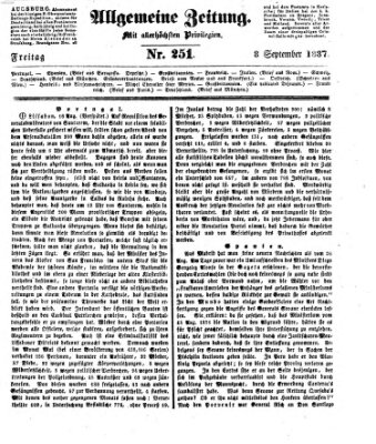 Allgemeine Zeitung Freitag 8. September 1837