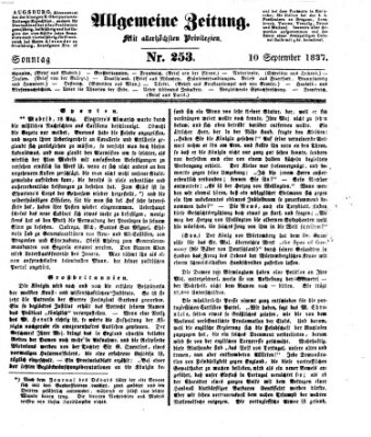 Allgemeine Zeitung Sonntag 10. September 1837