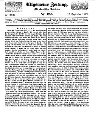 Allgemeine Zeitung Dienstag 12. September 1837