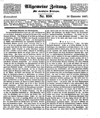 Allgemeine Zeitung Samstag 16. September 1837