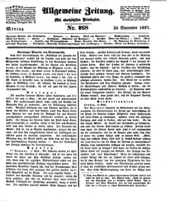 Allgemeine Zeitung Montag 25. September 1837