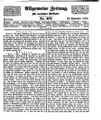 Allgemeine Zeitung Freitag 29. September 1837