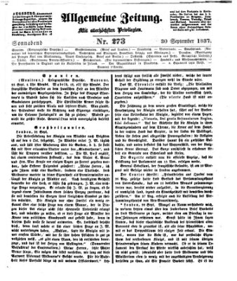 Allgemeine Zeitung Samstag 30. September 1837