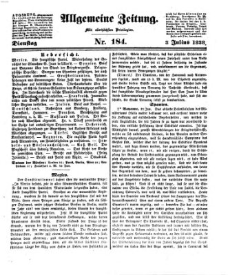 Allgemeine Zeitung Dienstag 3. Juli 1838