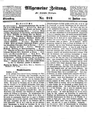 Allgemeine Zeitung Dienstag 31. Juli 1838