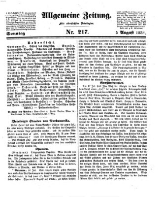 Allgemeine Zeitung Sonntag 5. August 1838