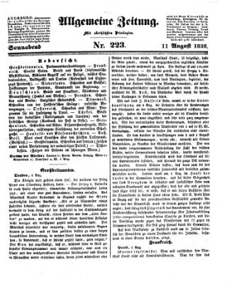 Allgemeine Zeitung Samstag 11. August 1838