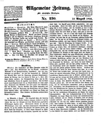 Allgemeine Zeitung Samstag 18. August 1838