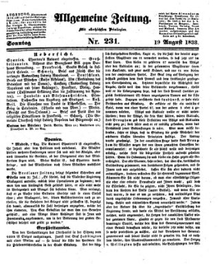 Allgemeine Zeitung Sonntag 19. August 1838